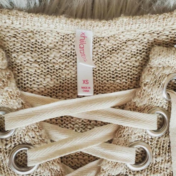 Xhilaration Lace-up Beige Knit Top - Picture 5 of 5